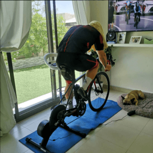 Indoor cycling setup for endurance training—demonstrating the role of L-Arginine in improving oxygen delivery, VO? max, and performance recovery